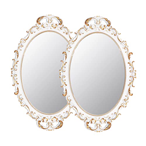 2 Pack Vintage Decorative White Framed Mirror (2 Count)