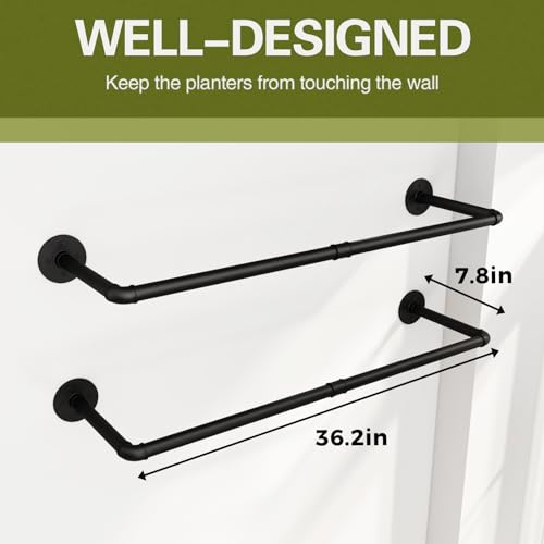 2Pc Hanging Planters for Indoor Plants Plant Hanger Indoor Hanging Plant Holder Black Metal Rod