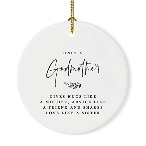 Round Ceramic Porcelain Christmas Ornament Collectible Godmother Gift