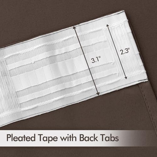 Chocolate Brown Back Tab Blackout Curtains 52x108 Inch 2 Panels Set (2 Count)