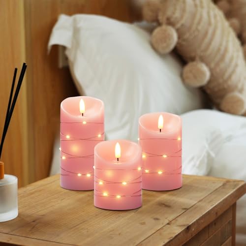 Flameless Candles with String Lights (3 Count)