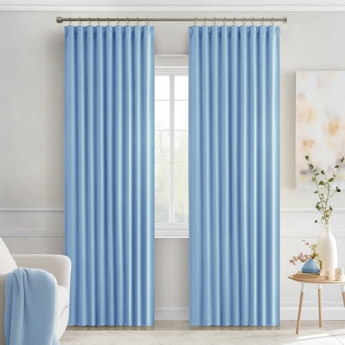 Sky Blue Back Tab Blackout Curtains 52x72 Inches Long 2 Panels Set (2 Count)