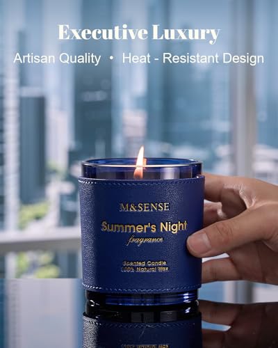 Summer Night Scented Soy Candles 10oz Leather Cover (10 Ounce)