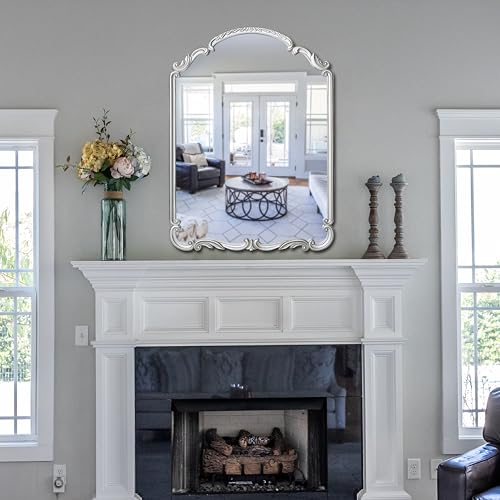 English Estate Carved Arch Wood Wall Mirror