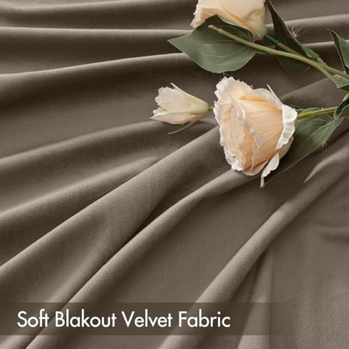 Taupe Blackout Velvet Curtains Drapes 90 Inch Long 52"x90" Bedroom (2 Count)
