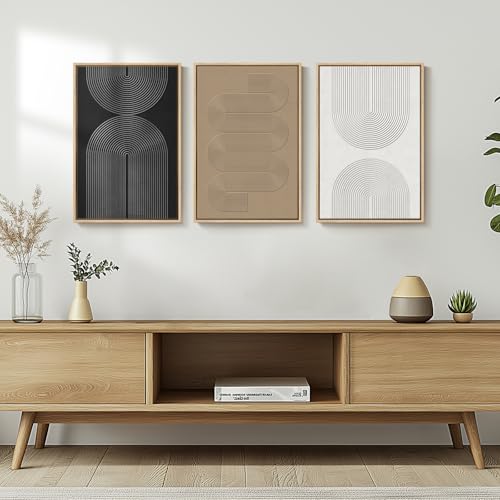 Framed Black and White Neutral Abstract Wall Art set (3 Count)