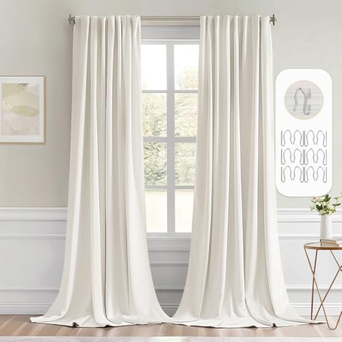 Ivory Back Tab Blackout Curtains 52x120 Inch Long 2 Panels Set (2 Count)