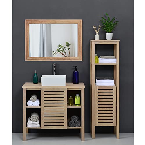 Rustic Mirrors for Wall Rectangle Wooden Frame Hanging Mirror for Bedroom Bathroom Living Room Entryway Large 20"x16"