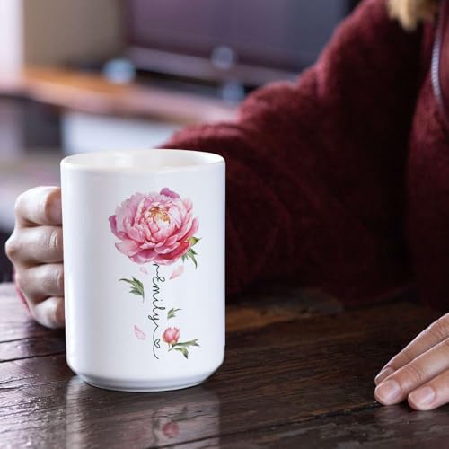 Flower Design Mug With Custom Name