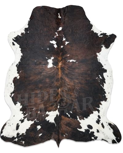Dark Tricolor Cowhide Rug 6x8 ft