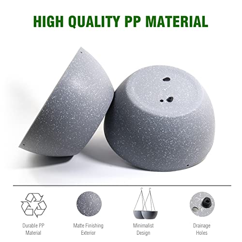 10 inch Hanging Planters for Outdoor Indoor Plants with Drainage Holes and Chain (2 Count)