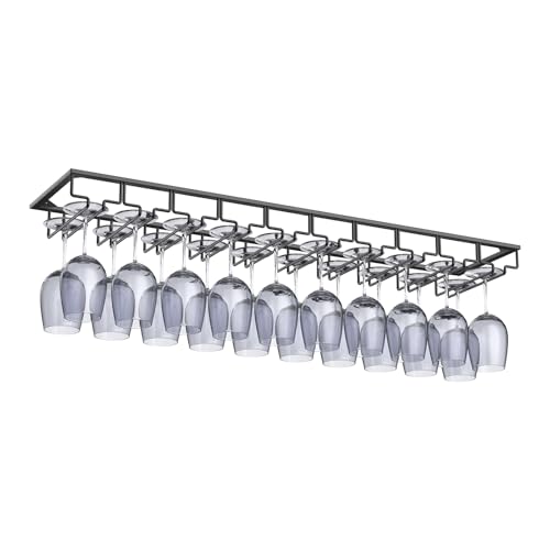 10 Row Wine Glass Rack Under Cabinet Large Capacity
