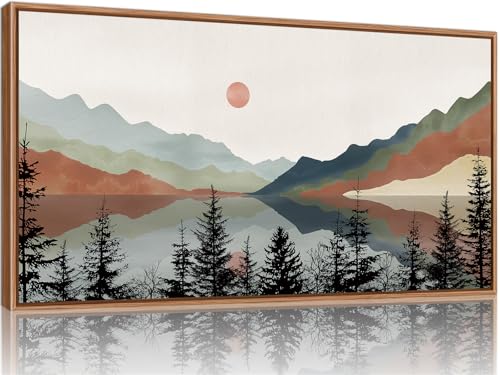 Boho Mountain Framed Canvas Wall Art Set