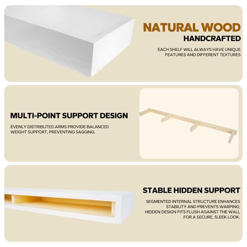 Floating Shelves 3 inch Thick for Wall Set of 2 (2 Count)