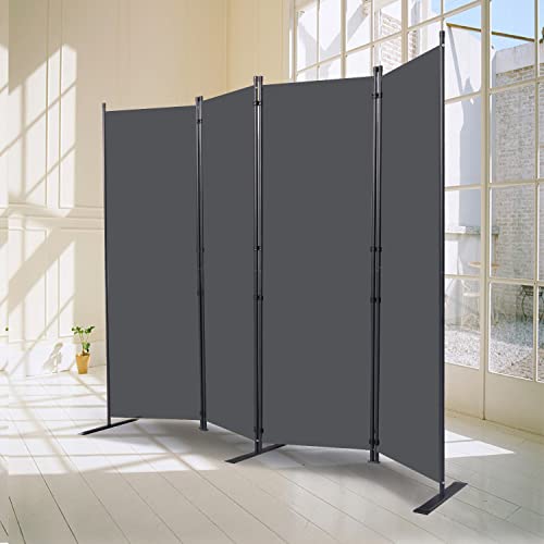 Room Divider 4 Panel Folding Privacy Screens with Wider Feet