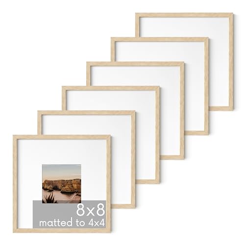 Beige Oak Wood 8x8 Picture Frames (6 Count)