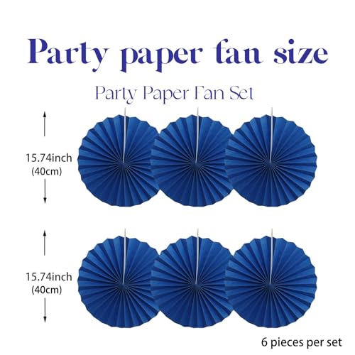 Blue Birthday Decorations Blue Paper Fans Hanging Decoration 16in (30 Count)