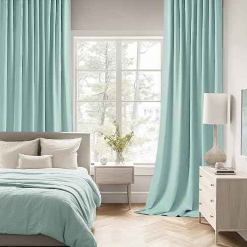 Aqua Back Tab Blackout Curtains 52x84 Inch Length 2 Panels Set (2 Count)