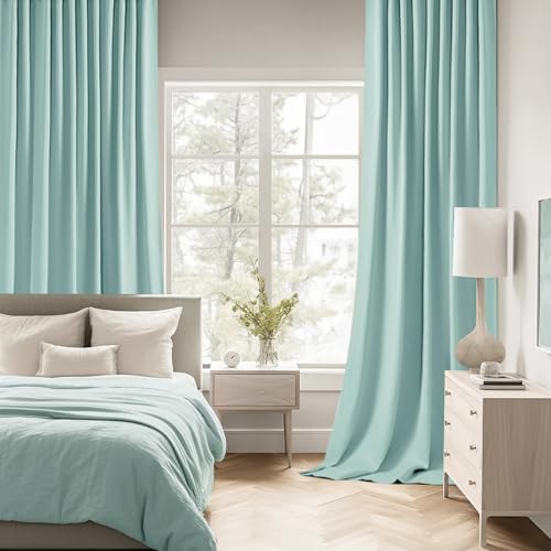 Aqua Back Tab Blackout Curtains 52x96 Inch Long 2 Panels Set (2 Count)