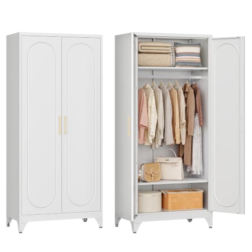 71" Tall Metal Bedroom Armoire
