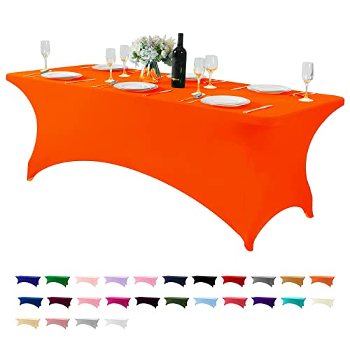 Spandex Table Cover for 8FT or 4ft or 6ft Table Universal Fitted Stretch Tablecloth for Party
