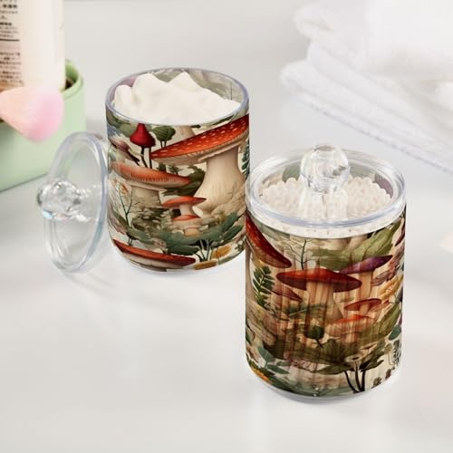 Cartoon Mushroom 2PC Airtight Transparent Plastic Storage Jar