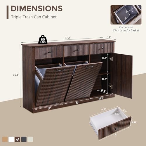 Triple Tilt Out Trash Can Cabinet