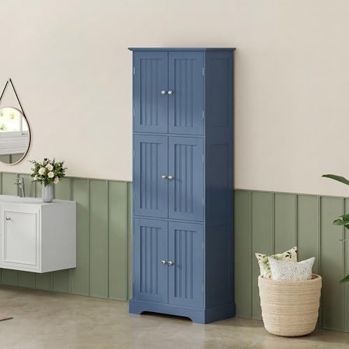 63.2" Tall Bathroom Storage Cabinet with 6 Doors