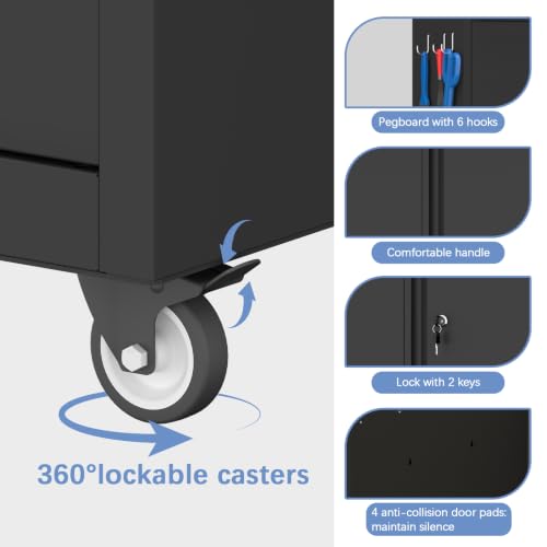 Metal Storage Cabinet with Wheels