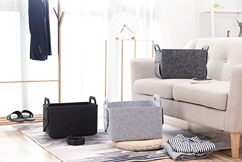 Storage Basket Felt Storage Bin Collapsible& Convenient Box Organizer with Carry Handles for Office Bedroom Closet Babies Nursery Toys Laundry