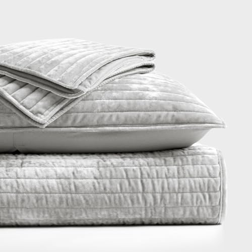 Stripe Channel Luxury Velvet Quilt Set King Size