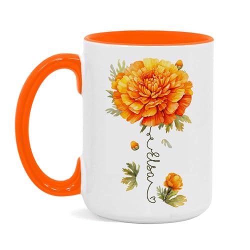 Unique Marigold Themed Ceramic Mug