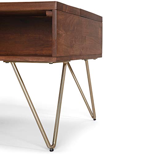 Hunter 48" Wide Solid Mango Wood Coffee Table in Umber Brown