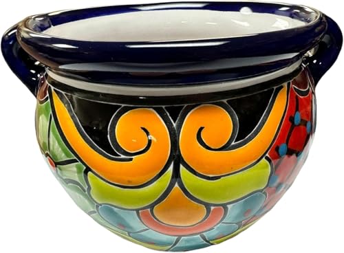 Talavera Michoacana Planter Pot Multicolor Folk Art Mexican Pottery Hand Painted Outdoor Indoor Home Decor Handmade 8"