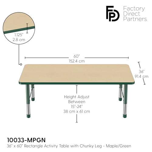 FDP 36" x 60" Rectangle Table with Chunky Legs