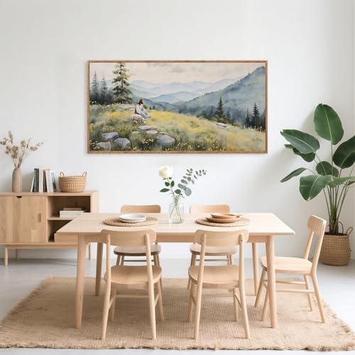 Jesus Lost Sheep Psalm 23 Framed Canvas Wall Art 40x20 Inch