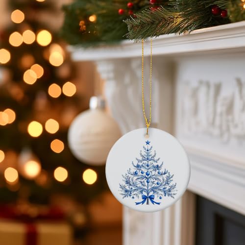 Blue Chinoiserie Christmas Tree Ceramic Ornament Gifts