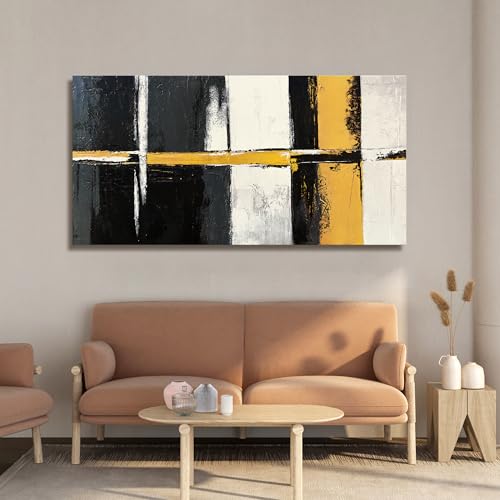 Black Yellow Abstract Wall Art Prints For Bedroom Home Wall Decor 20"x40"