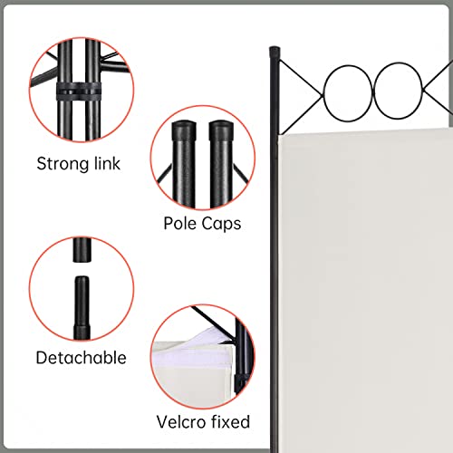 4 Panel Room Divider 6FT Steel Frame Screen Folding Privacy Divider Freestanding Partition for Home Office Bedroom