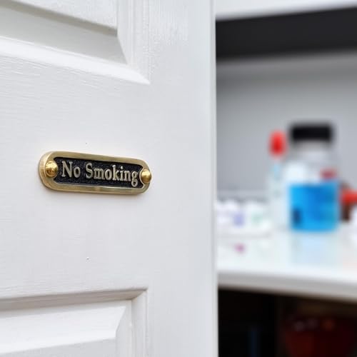 No Smoking Brass Door Sign. Traditional Style Home Décor Wall Plaque Handmade By The Metal Foundry UK