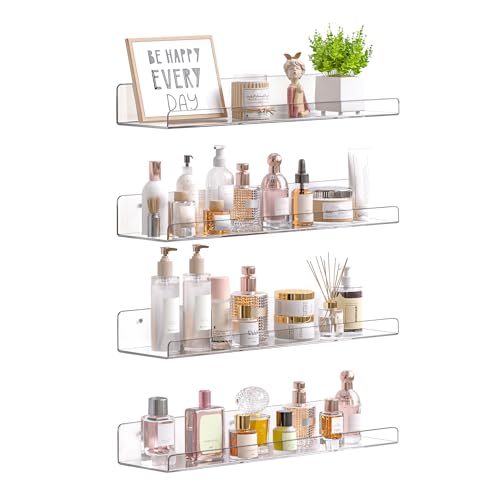 4 Pcs 15" Acrylic Shelves for Wall Storage and Organizer (4 Count)