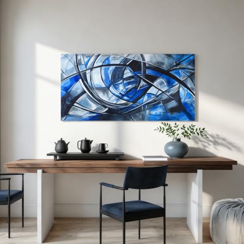 Abstract Wall Art Decor Wall Art Pictures for Living Room Abstract Canvas Art Wall Decor Modern Blue Wall Art Prints Artwork for Walls Black and White Wall Art Decorations Home Office Decor 20" X 40"