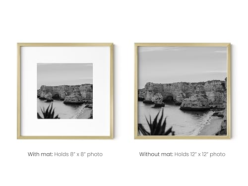 12x12 Gold Metal Picture Frames Matted to 8x8 (4 Count)