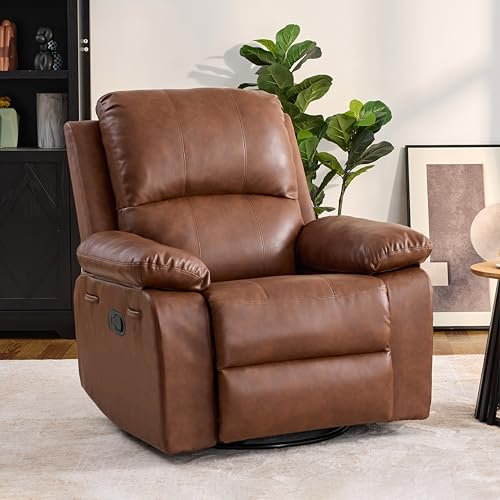 360° Swivel Rocking Leather Recliner Chair for Adults