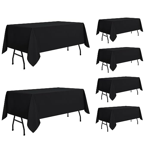 6 Pack Black Rectangle Tablecloth (6 Count)