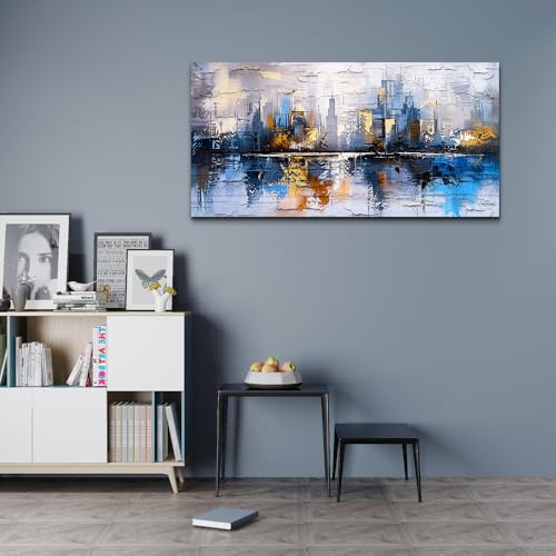 Abstract Canvas Wall Art Painting Yellow Blue Mural Abstract Wall Decoration Bedroom Office Urban Print Painting Graffiti Art For Wall Decor Bathroom Living Room Home Decoration 20x40 In