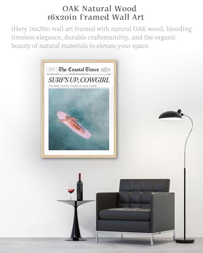 16x20in Surf’s Up Cowgirl Framed Newspaper Wall Art