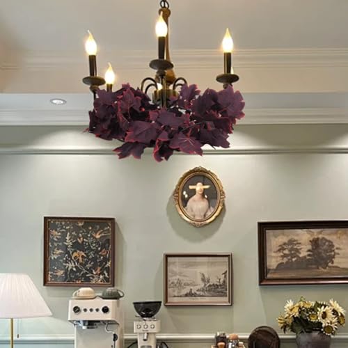 Fall Maple Leaf Garland Artificial Vintage Burgundy Maple Vine 2Pcs (2 Count)