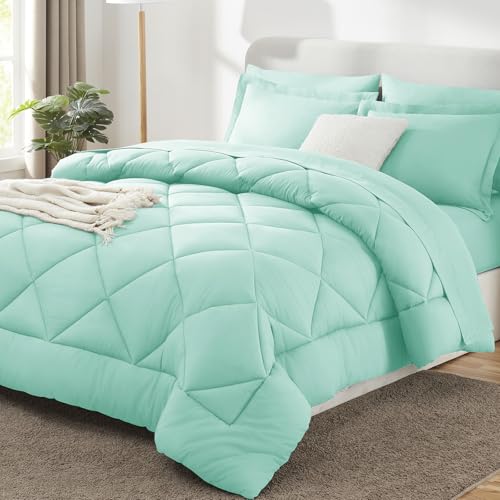 King Comforter Set 102"x90" Mint Green
