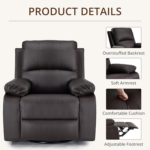360° Swivel Rocking Leather Recliner Chair Set of 2 (2 Count)